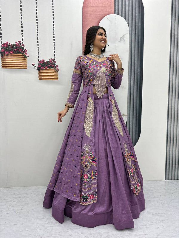 Pure Vichitra Thread Sequence Work Lehenga Set