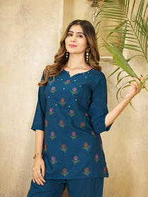Elegant Multi Embroidered Rayon Co-Ord Set
