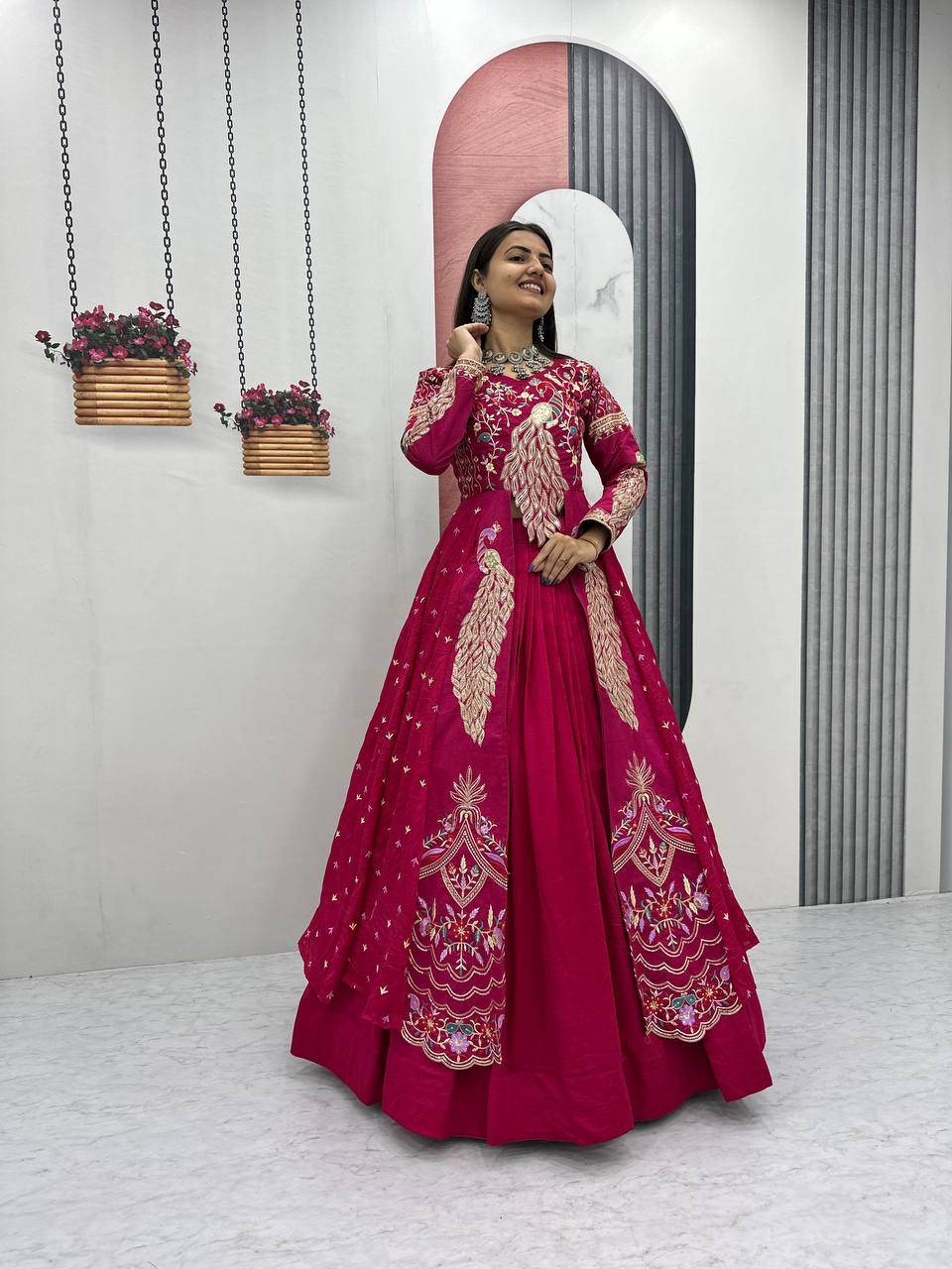 Pink Color Embroidered Designer Lehenga Set