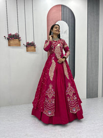 Pink Color Embroidered Designer Lehenga Set
