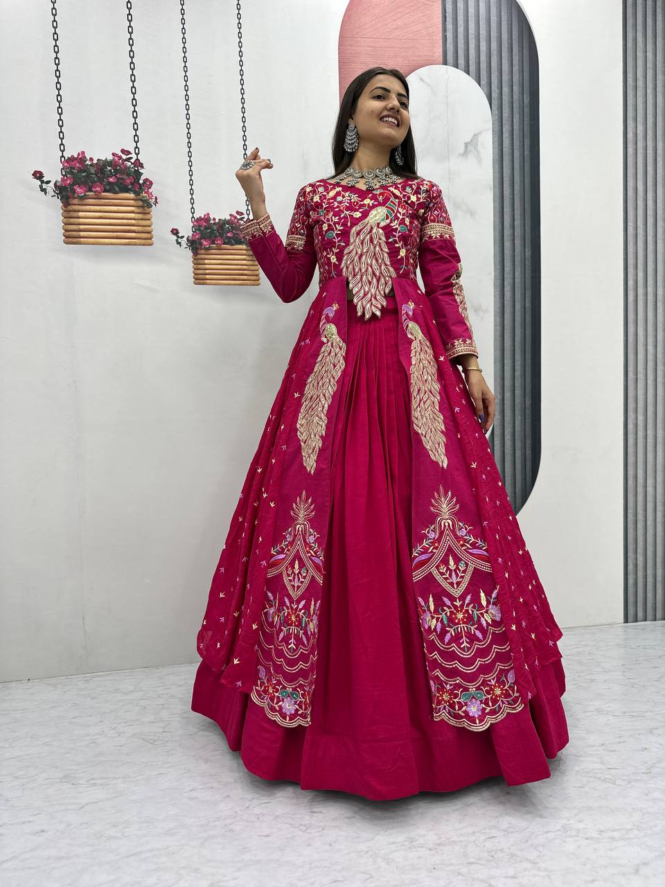 Pink Color Embroidered Designer Lehenga Set