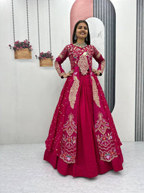 Pure Vichitra Thread Sequence Work Lehenga Set