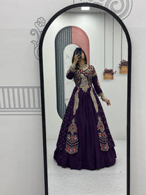 Purple Color Embroidered Designer Lehenga Set