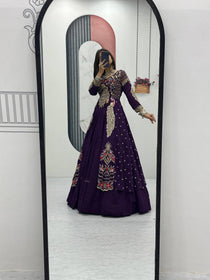 Purple Color Embroidered Designer Lehenga Set