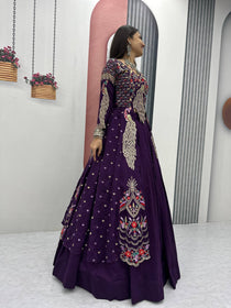 Purple Color Embroidered Designer Lehenga Set