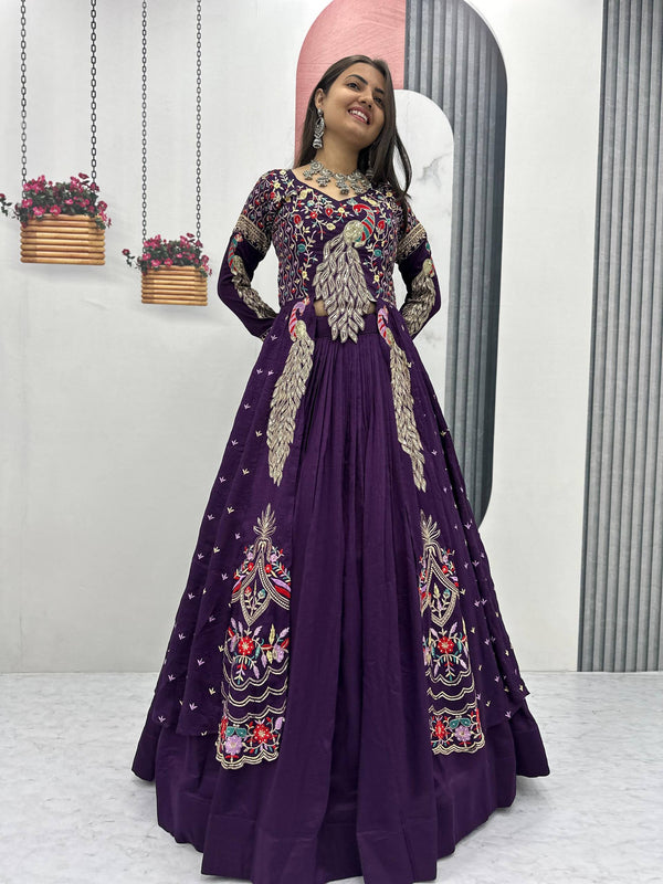 Pure Vichitra Thread Sequence Work Lehenga Set