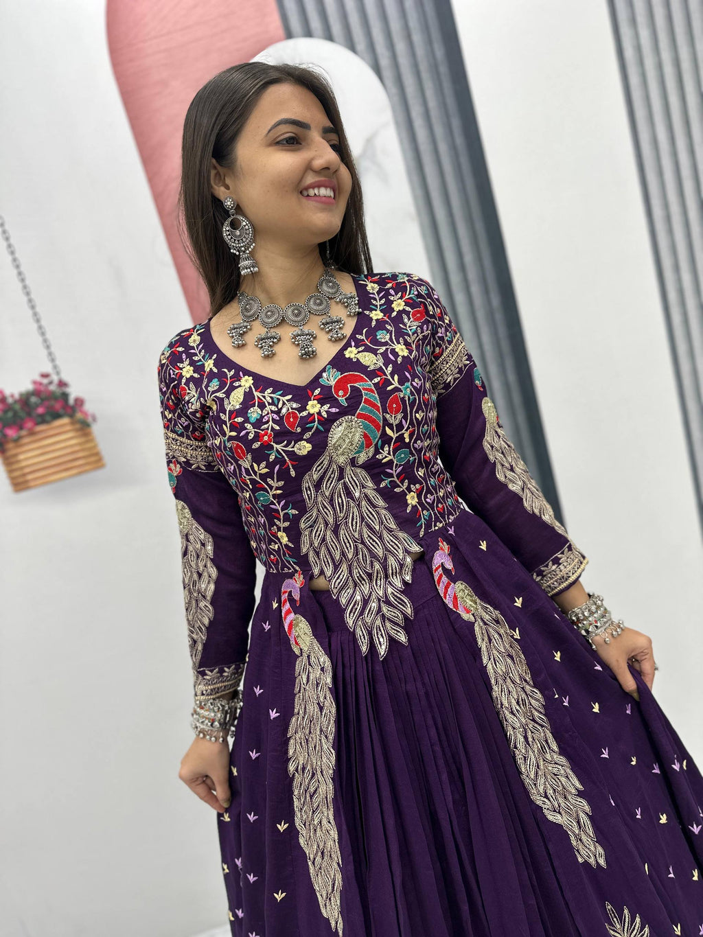 Purple Color Embroidered Designer Lehenga Set