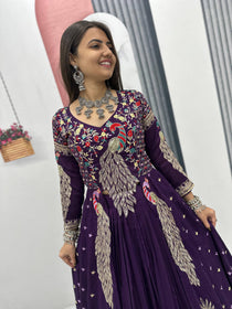 Purple Color Embroidered Designer Lehenga Set