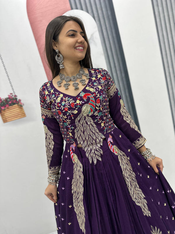 Purple Color Embroidered Designer Lehenga Set