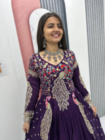 Purple Color Embroidered Designer Lehenga Set