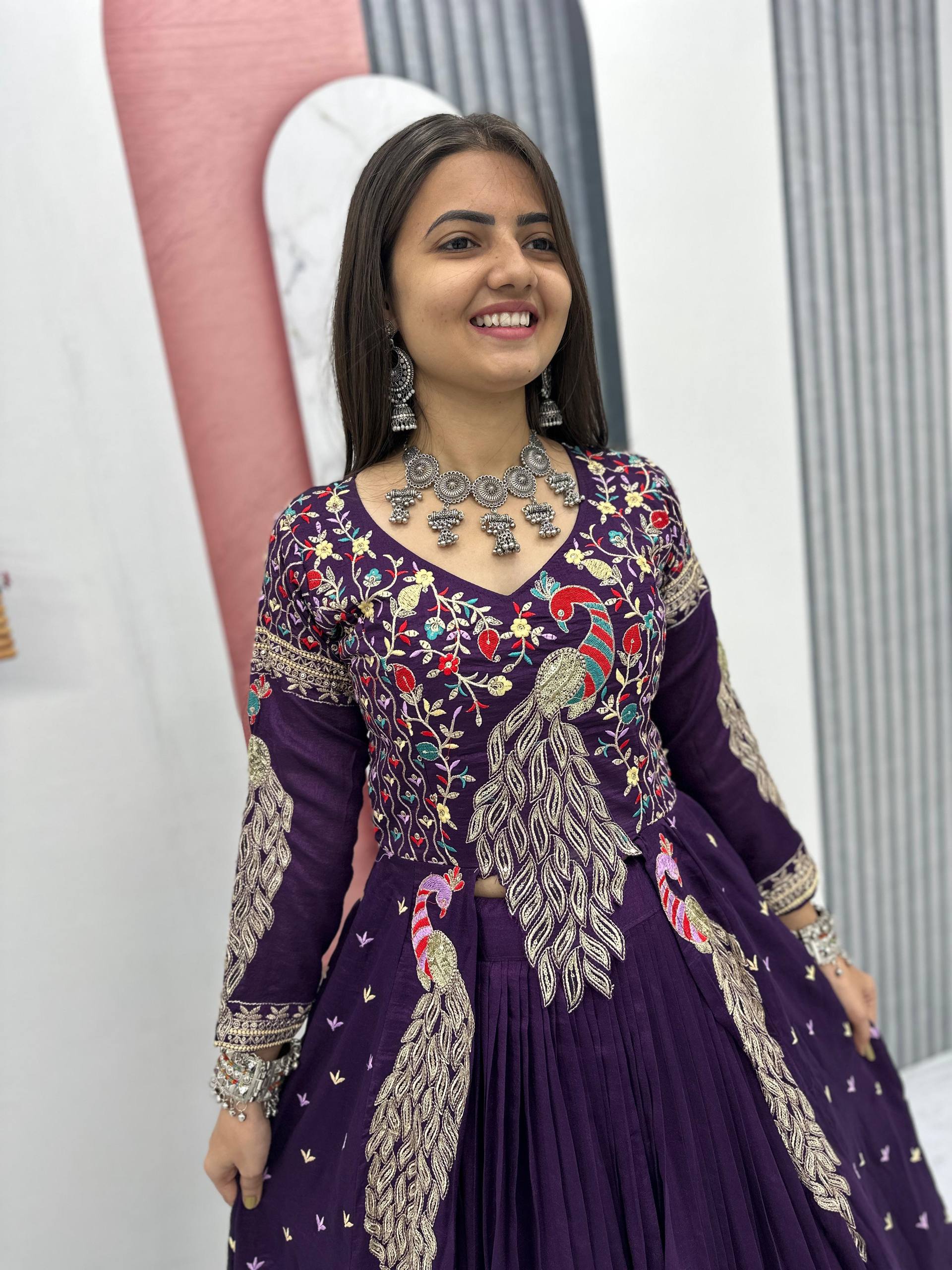 Purple Color Embroidered Designer Lehenga Set