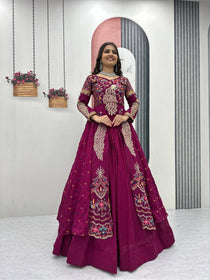 Pure Vichitra Thread Sequence Work Lehenga Set