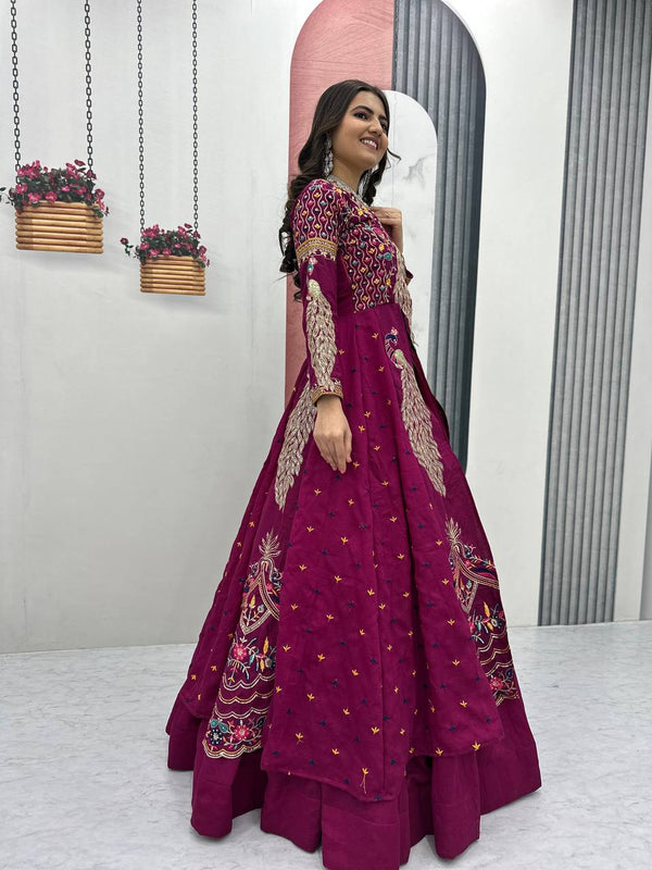 Wine Color Embroidered Designer Lehenga Set