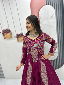Wine Color Embroidered Designer Lehenga Set